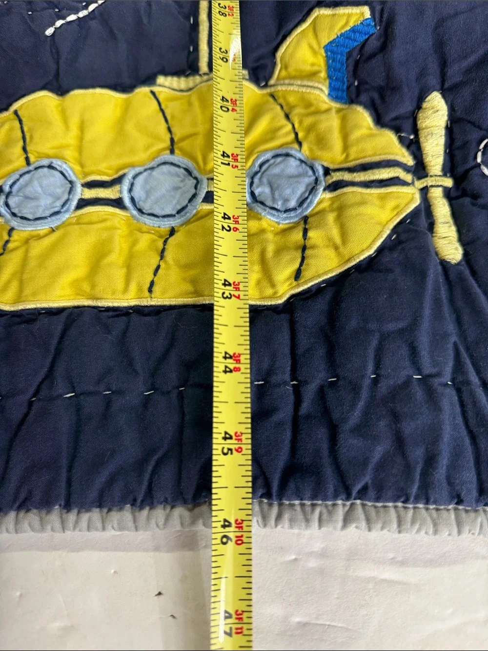 Pottery Barn Kids toddler bed Navy Quilt Submarine Marine shark whale 33x46